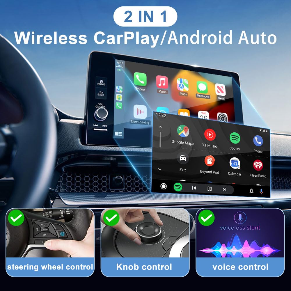 Mini Wireless CarPlay Adapter UK&Android Auto Wireless Adapter UK Plug&Play Car Play Wireless Adapter Fast Convert 5.8GHz WiFi Bluetooth Car Adapter 3–5s Auto Connect USB A&C iOS 10+ Android 10+ — view 9