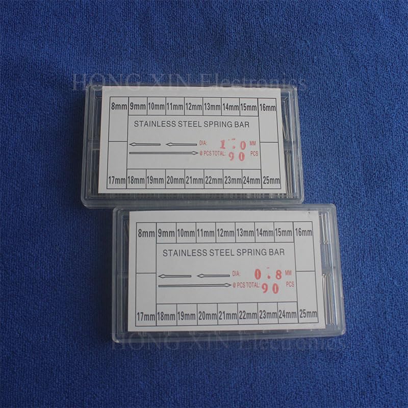 Omons 90Pcs 8-25mm Watch Bands Strap Silver Spring/Watch Band Link Cotter P 0.8/1.0mm Diameter in a Plastic Box Tweezers - (Specification: 0.8MM)4