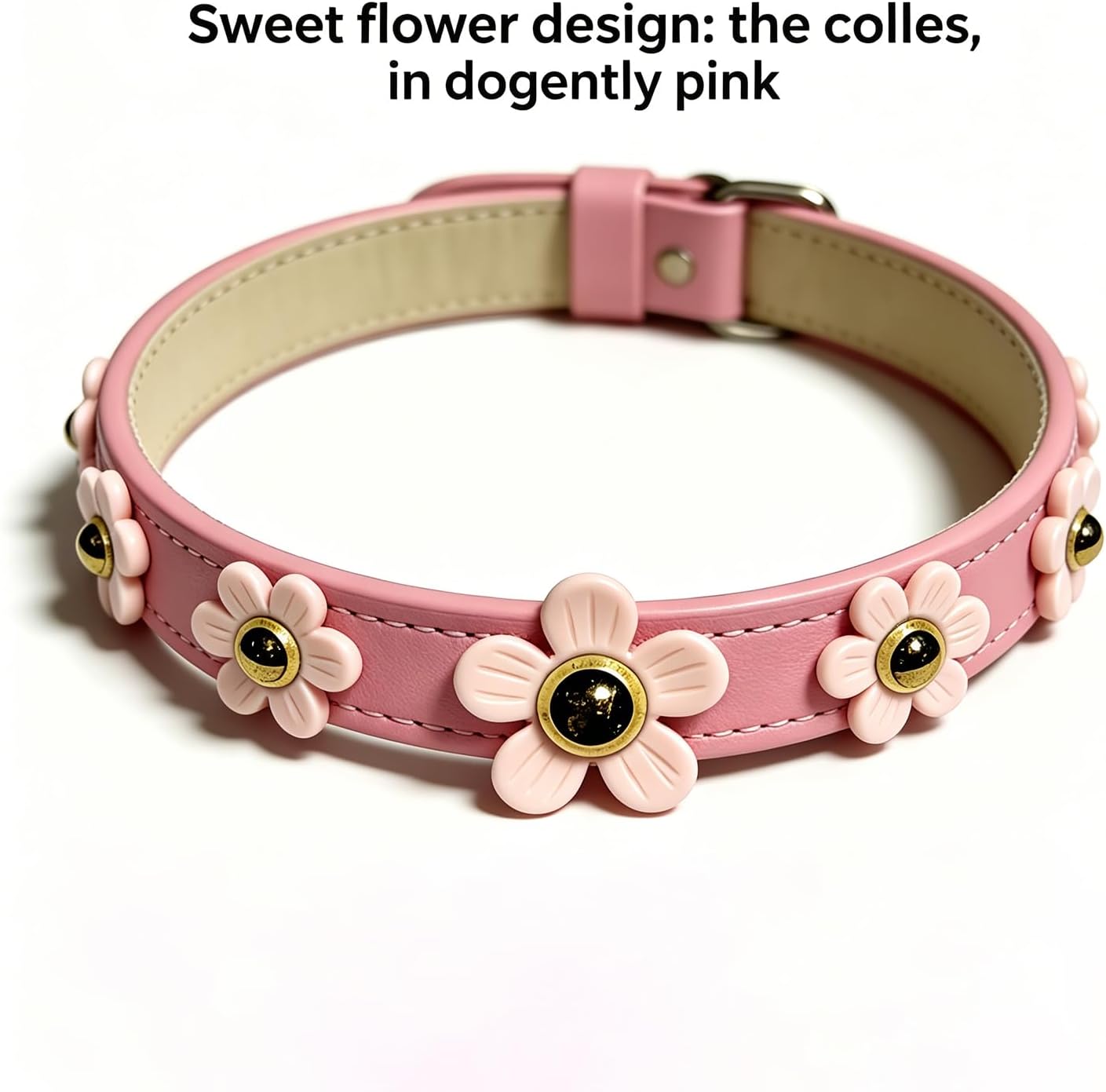 Adjustable Pink Floral Pet Collar with Cute Flower Studs - Soft Fabric Dog and Cat Collars for Small, Medium, Large Pets - Ideal for Daily Walking & Parties (S(7.48-10.62in))