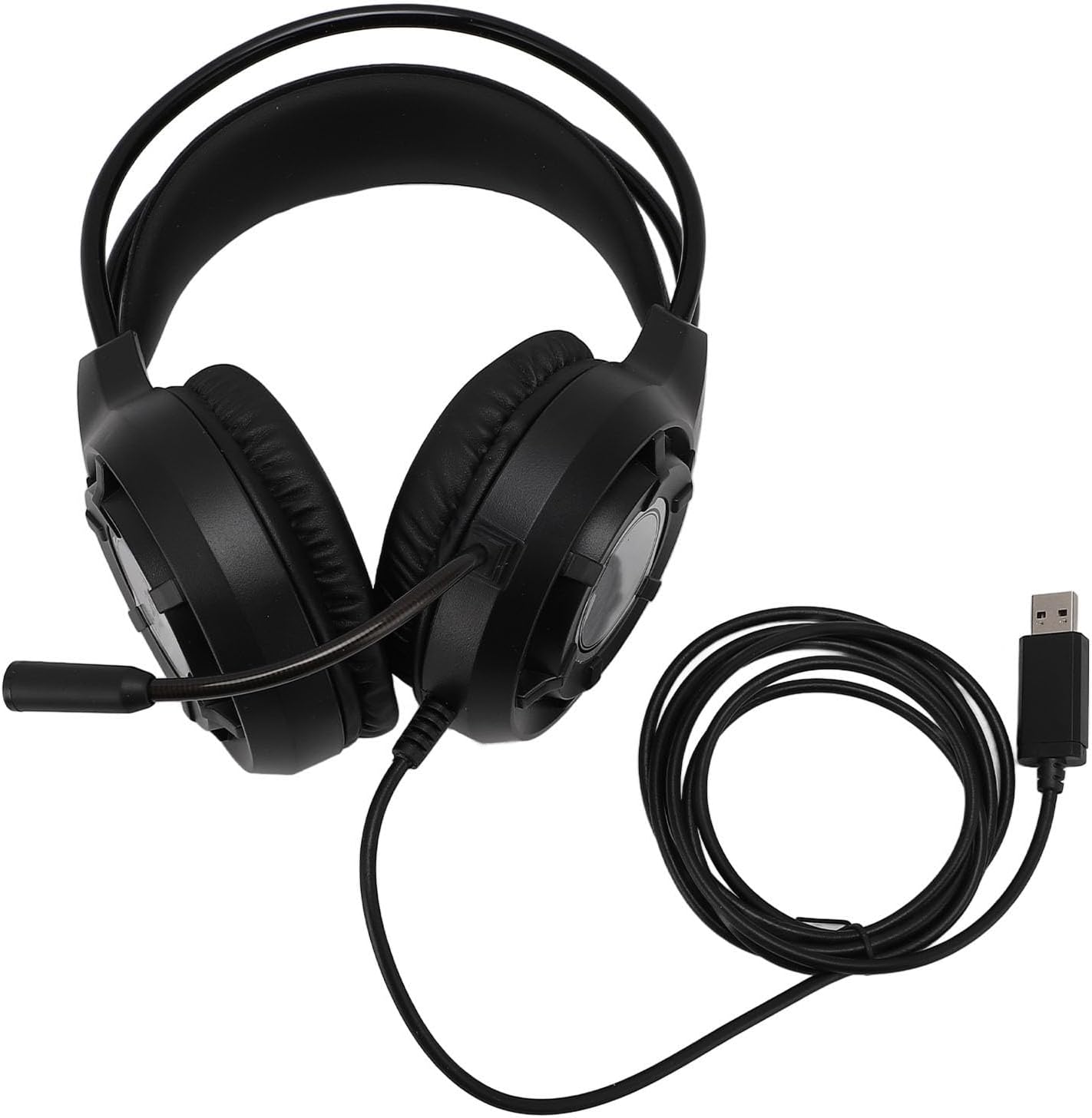Wired USB Gaming Headse, RGB Flowing Light Computer Headphones, USB Headset with Omnidirectional Mic, for Laptop, Call Center