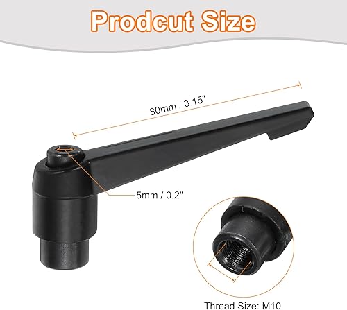 Miniatura 18 de uxcell 4 perillas ajustables M8 con mango de rosca hembra, botón de trinquete de liberación rápida, perno giratorio para maquinaria de torno