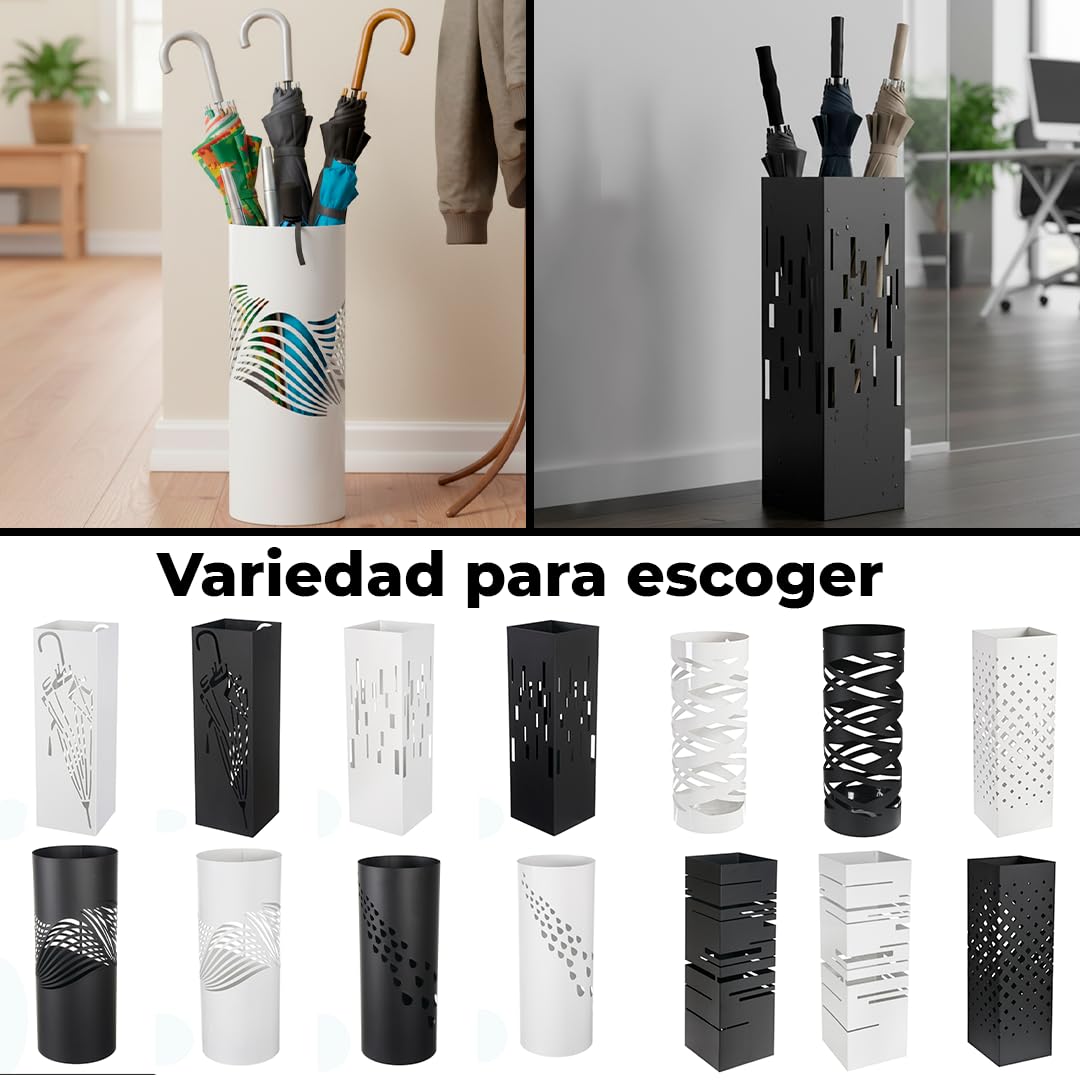 HERSIG Paraguero Metálico Blanco Diseño Lineal Elegante y Funcional para Entrada Recibidor Oficina