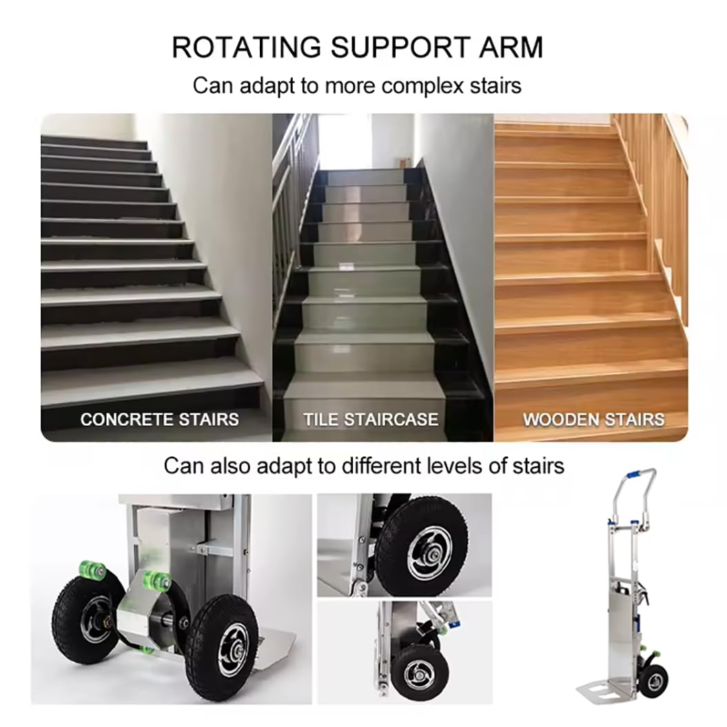 Elektrischer Treppensteiger,Mit Ausziehbarem Griff,Elektrischer Treppensteiger,Electric Stair Climber Aus Aluminiumlegierung,Trolley-Rädern,Dolly-Trolley,Tragfähigkeit 200 Kg A