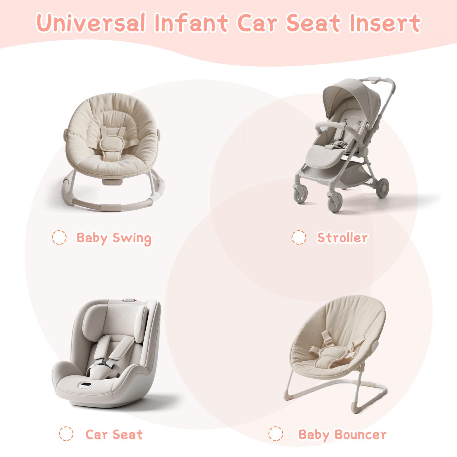 Pea Pod Supoort Coussin de siège auto pour nouveau-né Rose clair