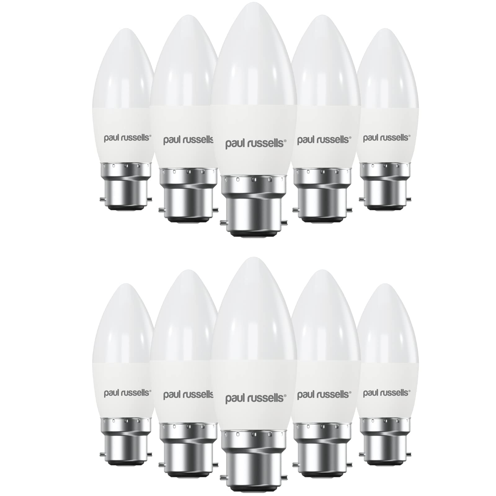 paul russells LED Candle, Dimmable Bayonet Fitting Light, 5.5W 470LM B22 C37 LED Bulbs, 40w Equivalent