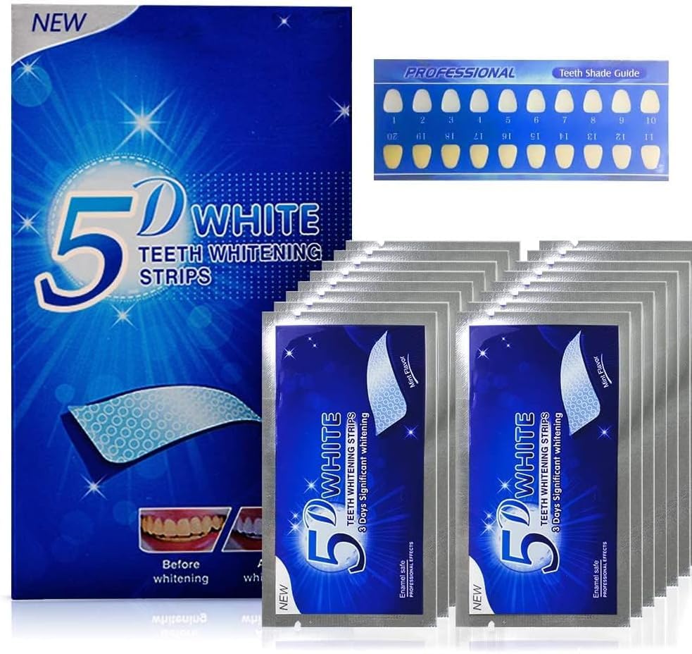 Whaline 28 strisce sbiancanti i denti, perossido, senza teeth sbiancamento dei denti, formula non sensitiva, strisce bianche, sicure per lo smalto dei denti con sapore di menta