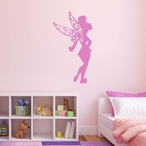Tinkerbell Vinyl Wall Decal - Fairy, Peter Pan Themed Decor For Girls Room, Playroom, or Birthday Party - Pink, Purple, Other Colors