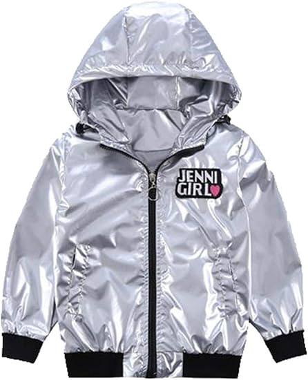 Amazon ベィジャン 女の子 子供服 ジャケット フード付き キッズ アウター ポケット 英字 プリント キラキラ ガールズ トップス ブルゾン スタジャン かわいい 春 秋 通園 通学 コート ジャケット 通販