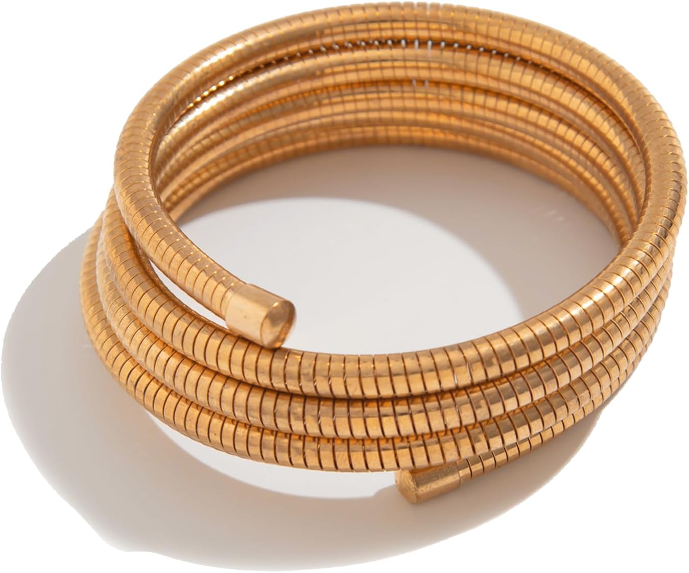 Gold Plated Multi-Layer Stretch Bracelets for Women,Trendy Statement Geometric Twisted Metal Bracelets Minimalism Hip Hop Kpop Jewelry Gifts - Image 2