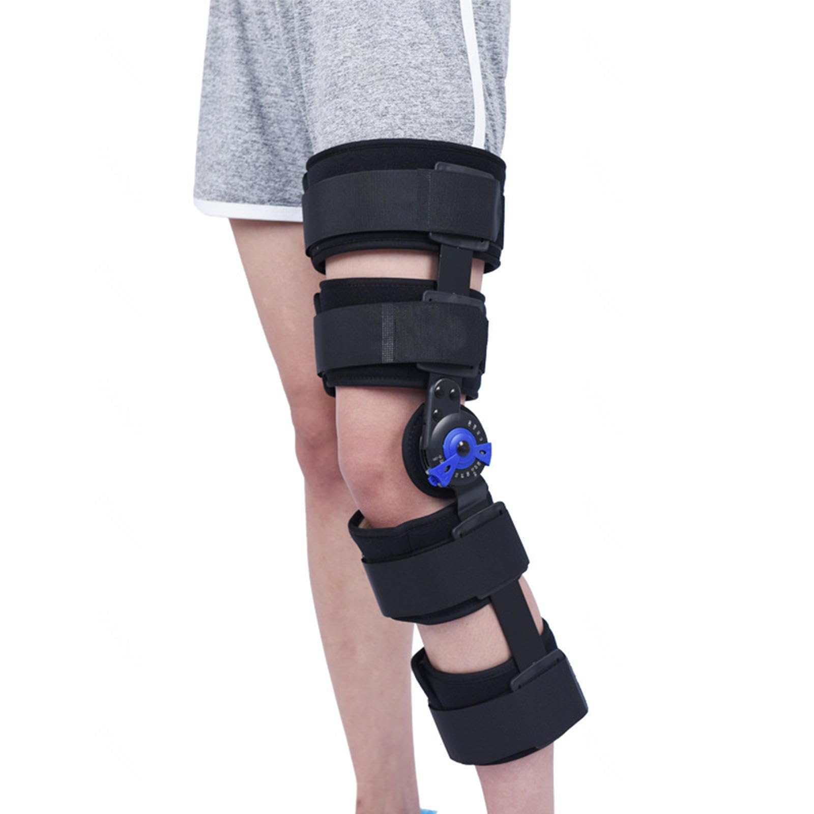 Rodilleras ROM con Bisagras con Estabilizadores Laterales Postoperatorio Inmovilizador de Rodilla Ajustable Soportes para Piernas para Dolor de Rodilla, Desgarro de Menisco, Acl Desgarrado,M