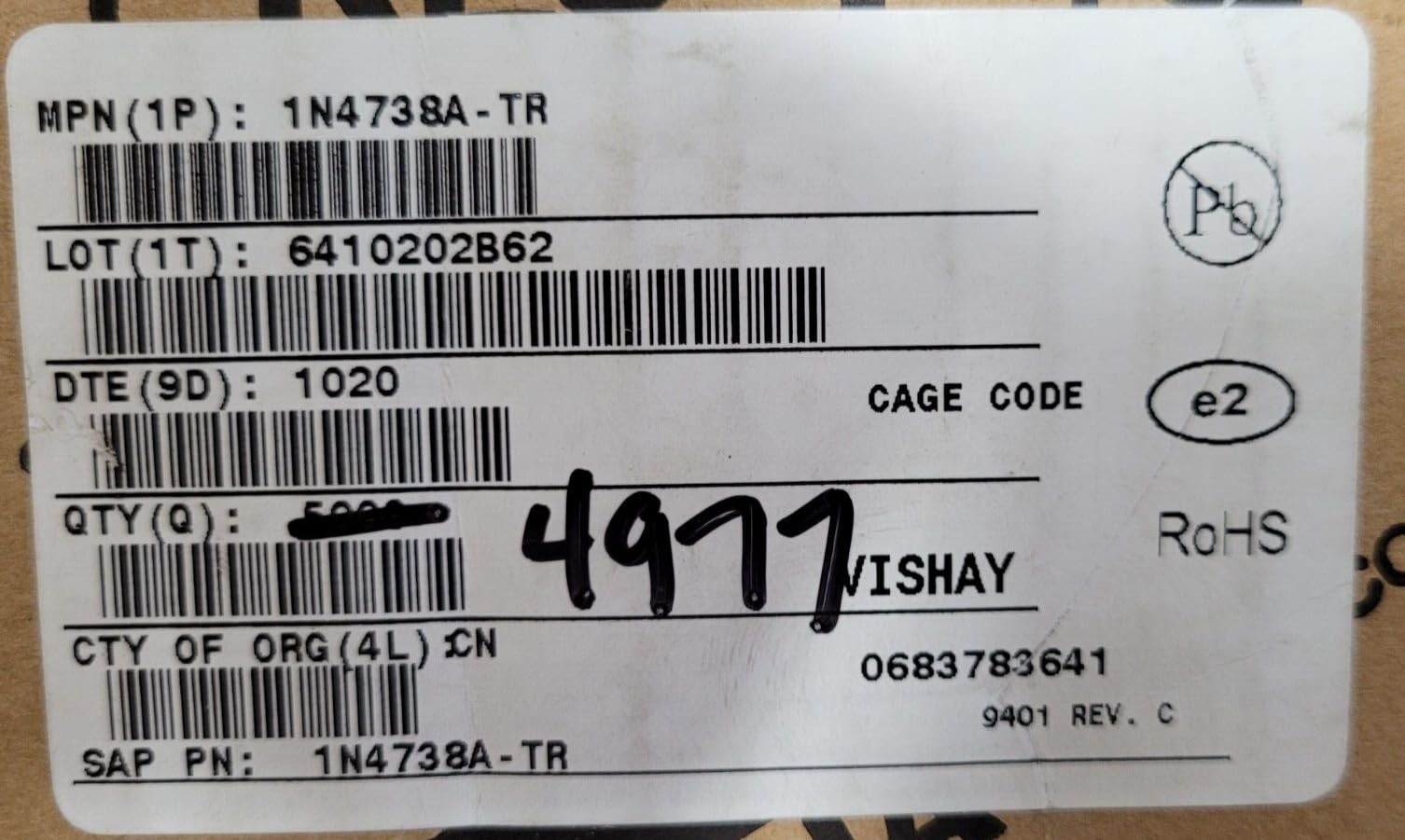 (10 PCS) 1N4738A-TR VlSHAY DIODE ZENER 8.2V 1.3W DO41