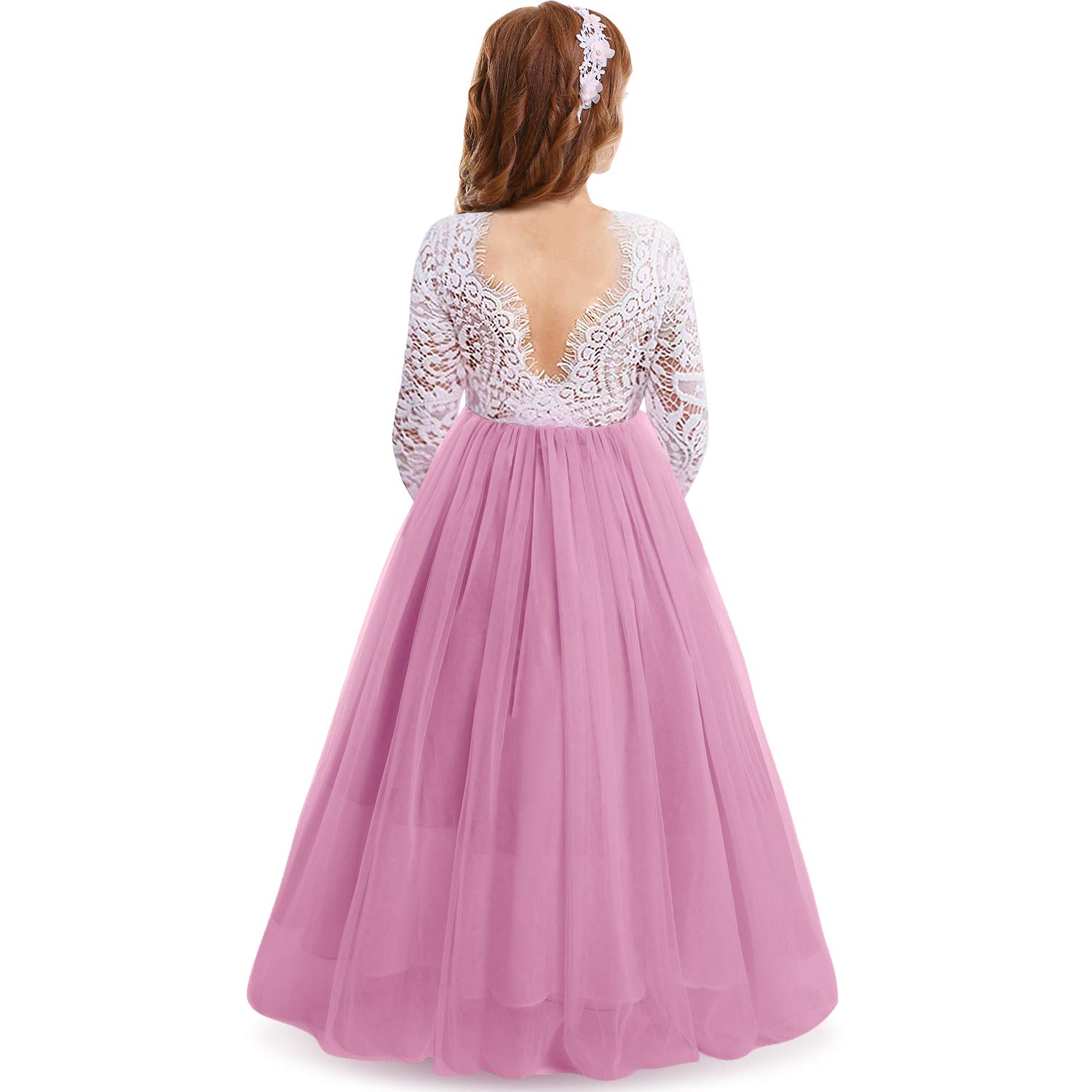 Vestido de tul de alta costura para niña de flores IMEKIS diseño exclusivo espalda descubierta 5
