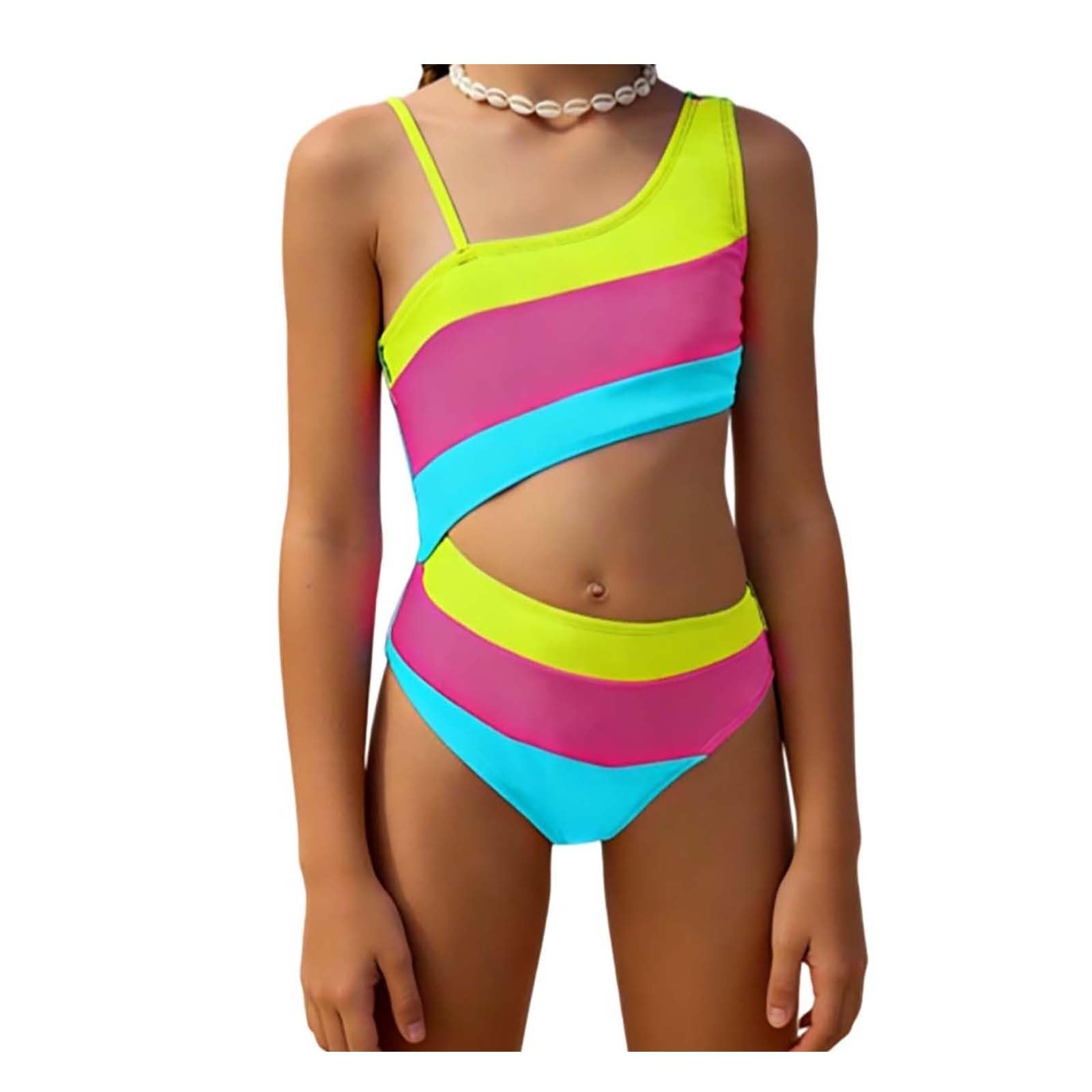 Bañadores Niña Natacion Vientre Plano Traje De Baño Niña Natación Playa Piscina Deportivo Estampados Volantes Chica Juveniles Tankini Bikini