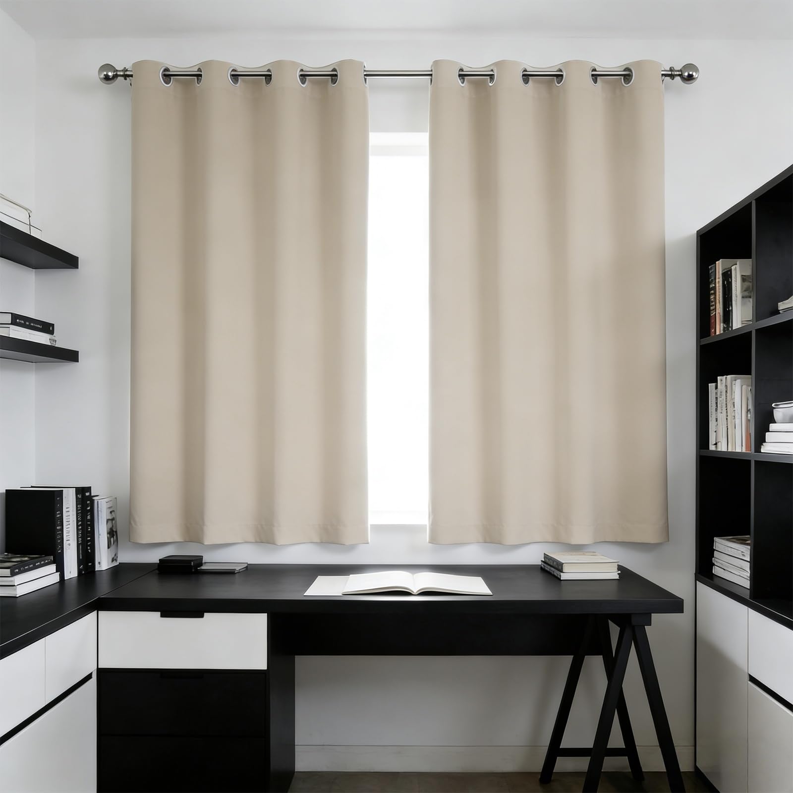 Rideau doux thermique isolant beige 130x55 pour chambre