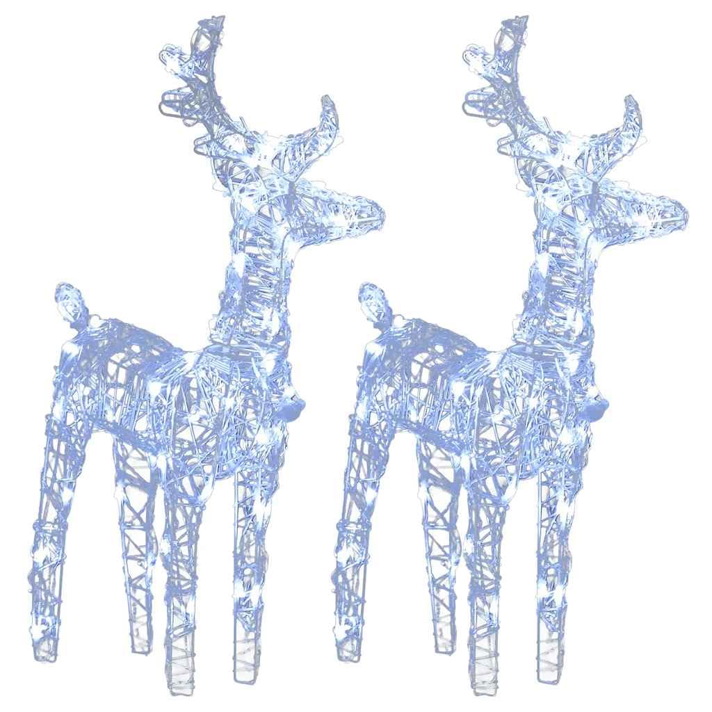 2er Set LED Weihnachts-Rentier Figuren, 80 LEDs, 8 Lichtmodi, Acryl Leuchtfigur für Garten und Innenbereich, Kaltweiß, USB-Betrieb