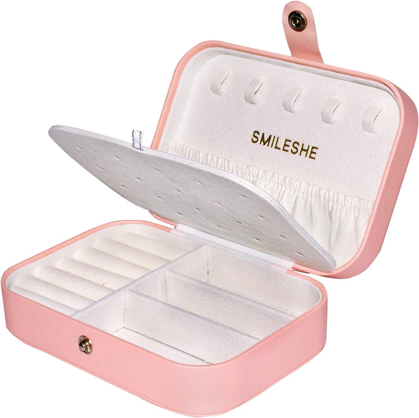 Smileshe Jewelry Box, PU Leather Small Portable Travel Case, 2 Layers Organizer Display Storage Holder Box for Rings, Earrings, Necklaces, Bracelets: Home Improvement
