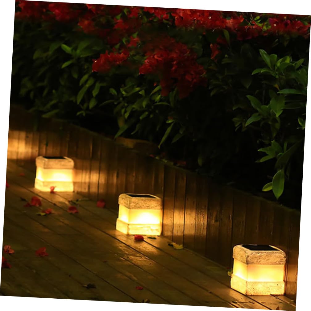 Lampada Solare a Pietra Bianca in Plastica per Giardino Esterno