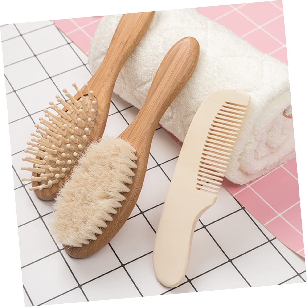 DOITOOL 6 Piezas regalo de registro para bebé equipo de bebé peine cepillo de pelo de bebe cepillo de ducha de bebé herramienta de limpieza para bebés cuidado cepillar cepillo de lana niño