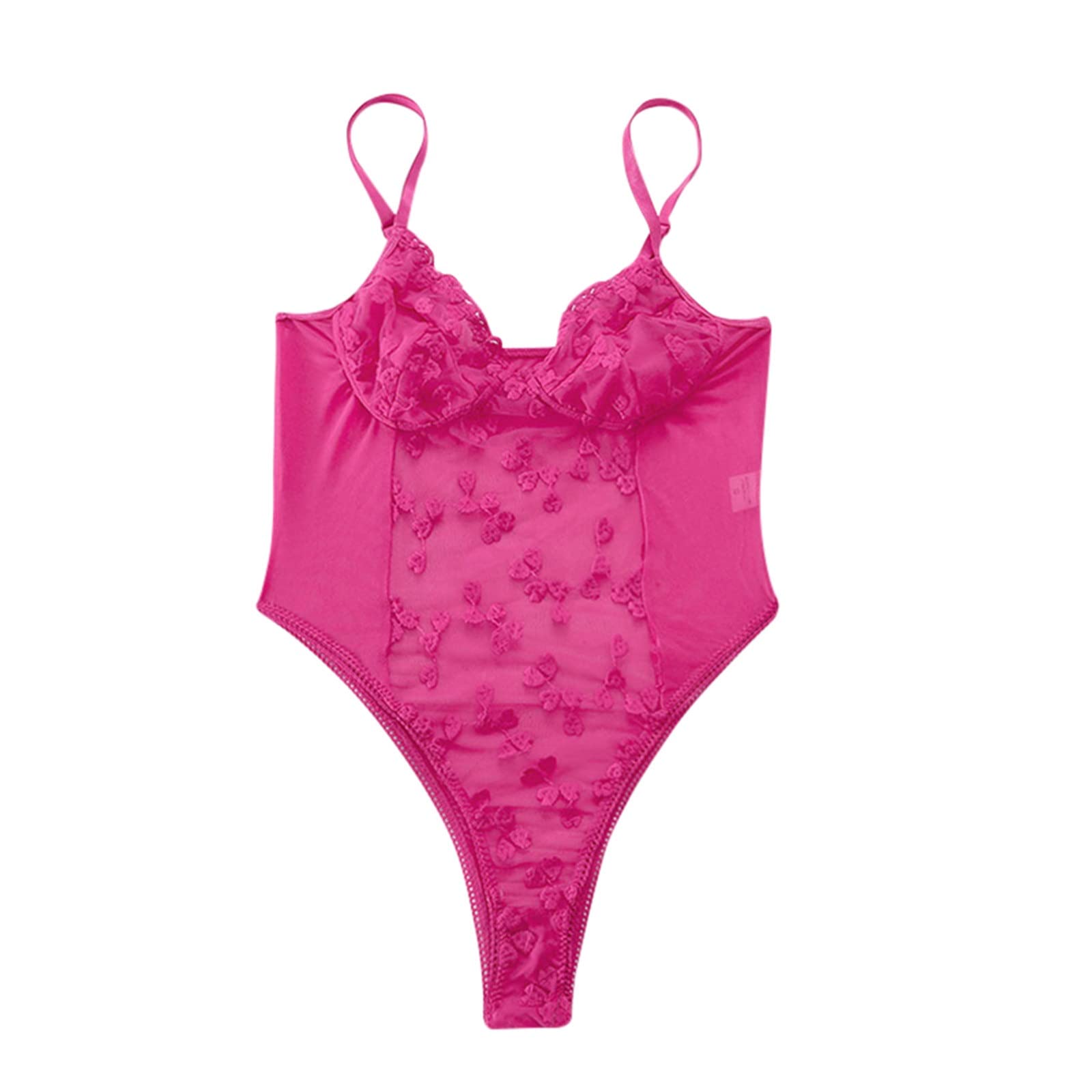 Top con Ricamo Floreale Trasparente Body da Donna Perizoma Lingerie Mesh Body Top (Color : A, Size : M Code)