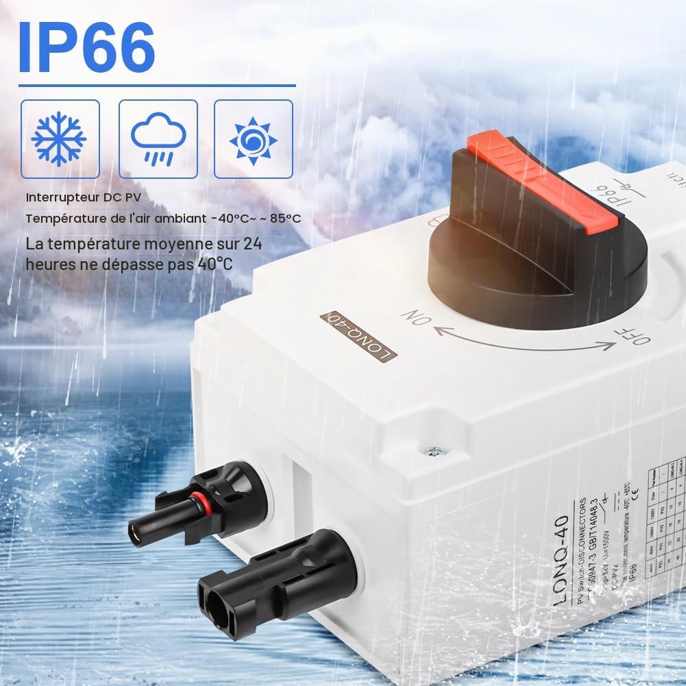 OFFCUP DC isolateur Sectionneur DC 1200V 40A, panneau solaire étanche IP66, disjoncteur miniature UV 746C