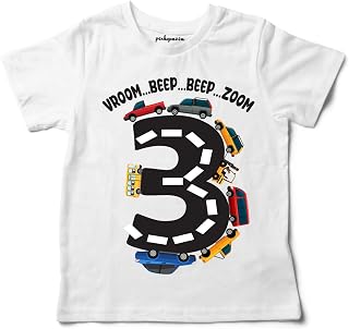 Car and Truck Theme Based Birthday Printed 100% Cotton t-Shirt for Baby Girl and boy (car and Transport Party, 1-Year to 7 Year)