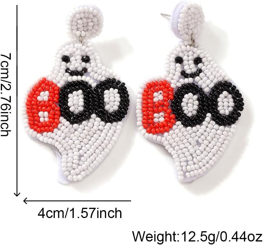 Handmade Thanksgiving Earrings Beaded Earrings for Women Festive Spooky Ghost Pumpkin Drop Dangle Earrings Costumes Party Day Jewelry Gifts - Image 5