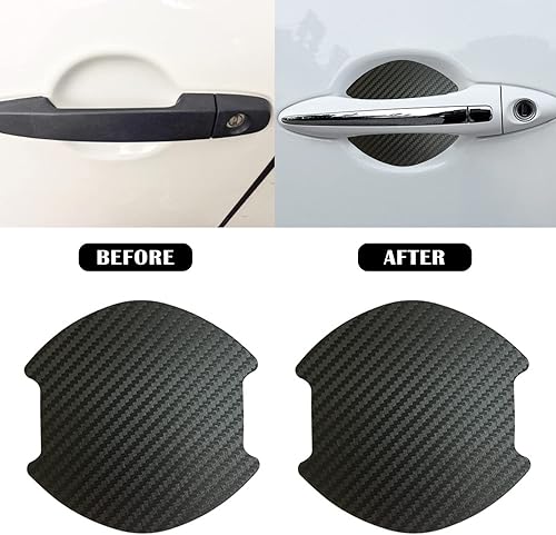 Miniatura 3 de kingsea 4 protectores de arañazos para manija de puerta de automóvil, textura magnética extraíble de fibra de carbono 3D, textura de fibra de