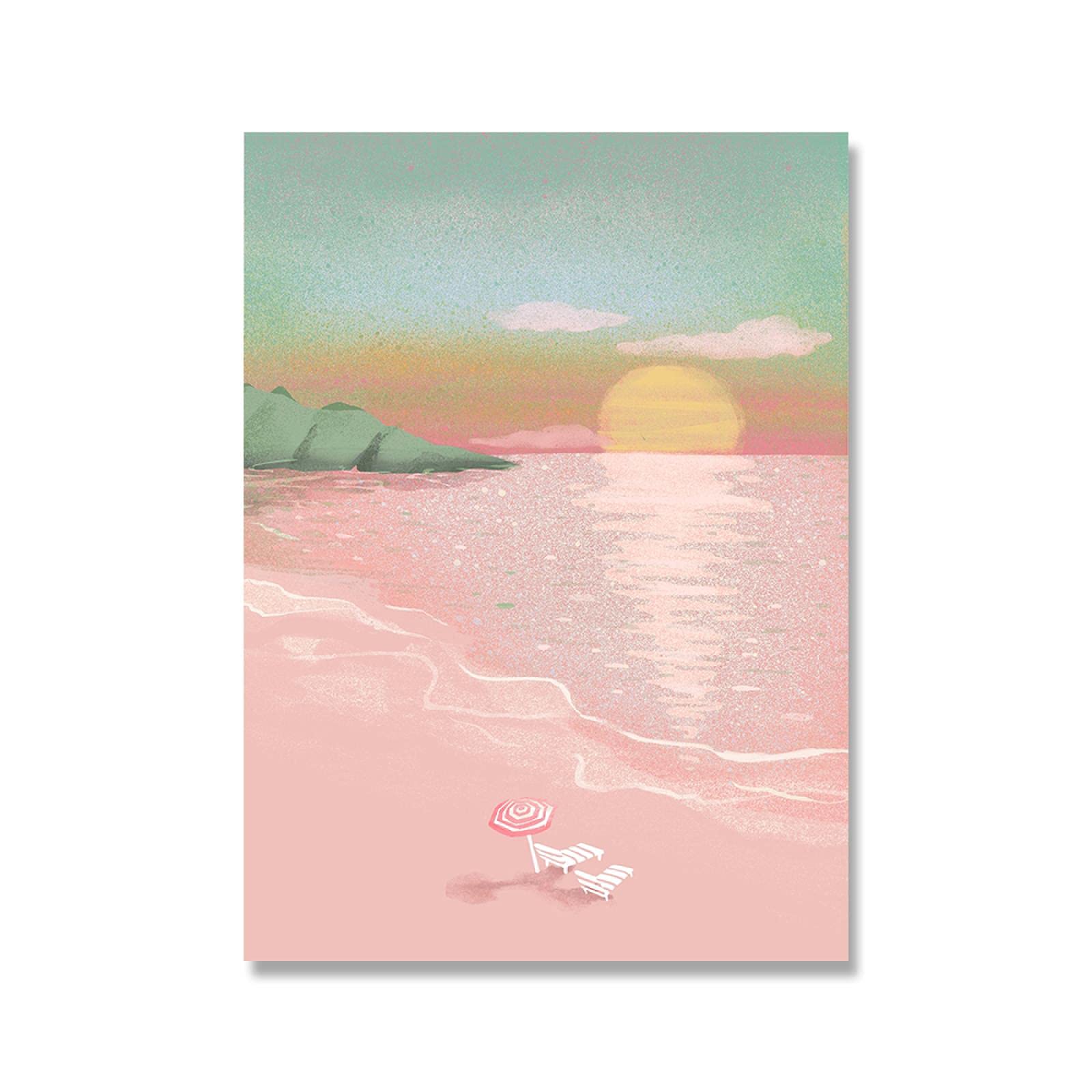 Posters Prints Wall Art Boho Romantic Sunset Landscape Beach Sea Drawing Pictures Painting Wall Art Living Home Decor 50x70cm(20x28in) Frameless