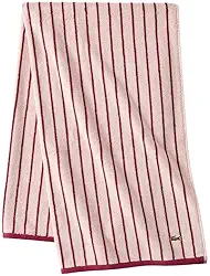 Lacoste Toalha de marca central — Design listrado jacquard 100% algodão macio, leve, absorvente e durável, secagem rápida, rosa, toalha de banho 76.2 cm x 132.1 cm
