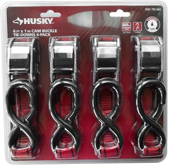 Husky 6 ft. x 1 in. Cum Buckle TieDown (4Pack), Cam