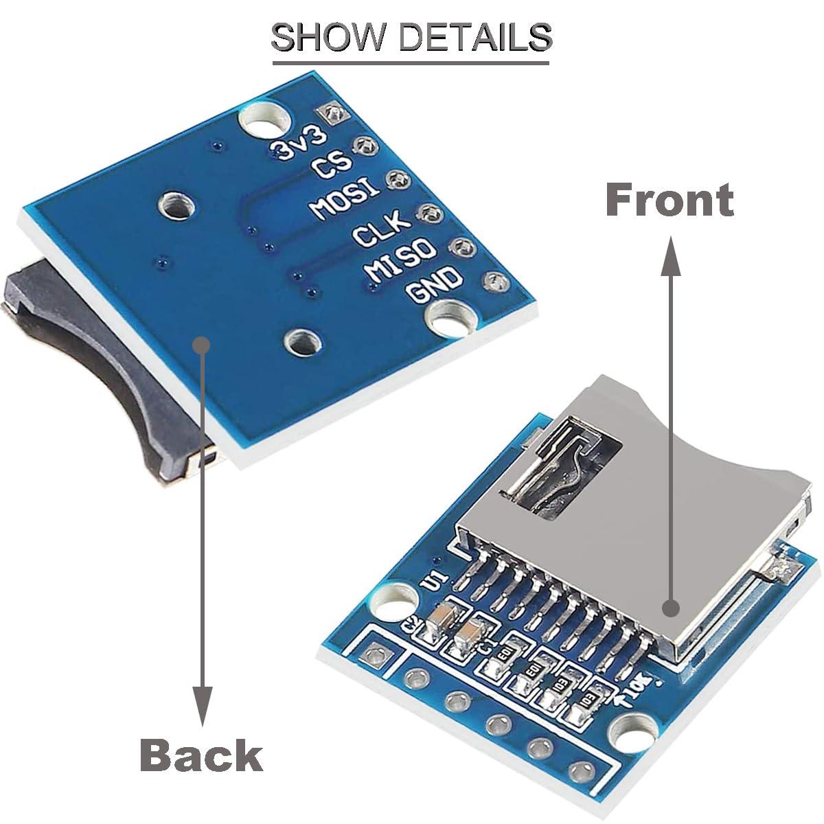 DKARDU 11 pcs SD Card Module Micro SD SDHC TF Card Adapter Reader Module with SPI Interface Level Conversion Chip with pinheader for Arduino