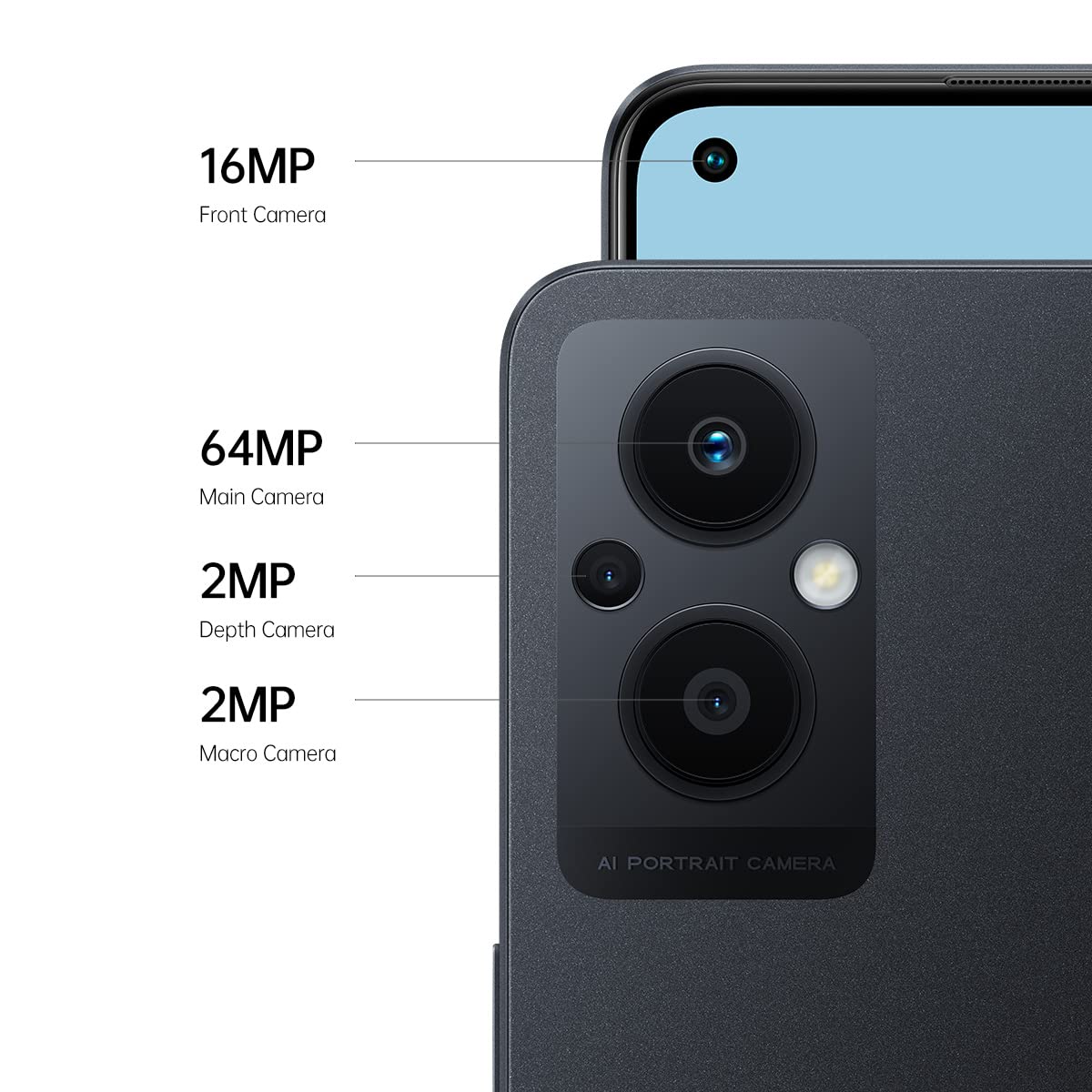OPPO Reno 8 Lite - Smartphone 5G - 8 Go RAM + 128 Go - Triple Capteur Photo 64 MP, Frontal 32 MP - Écran AMOLED 60 Hz 6,43” - Batterie 4500 mAh + Charge Rapide 33W - Noir Cosmique (Reconditionné)