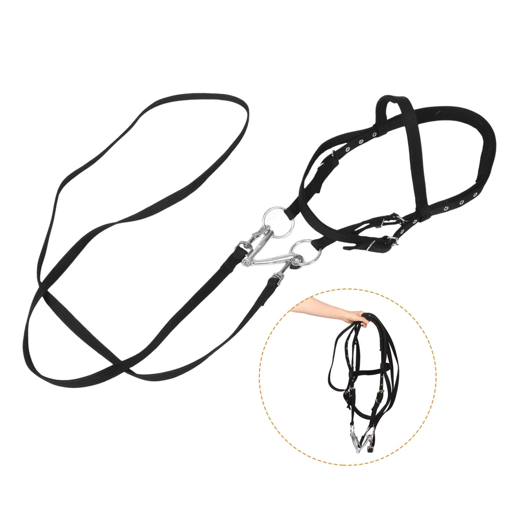 TOYANDONA Redini equestri capezza per Cavallo in Corda capezze in Corda per briglie Inglesi per Cavallo alla capezza Cavezza in Corda per bovini Nylon Black