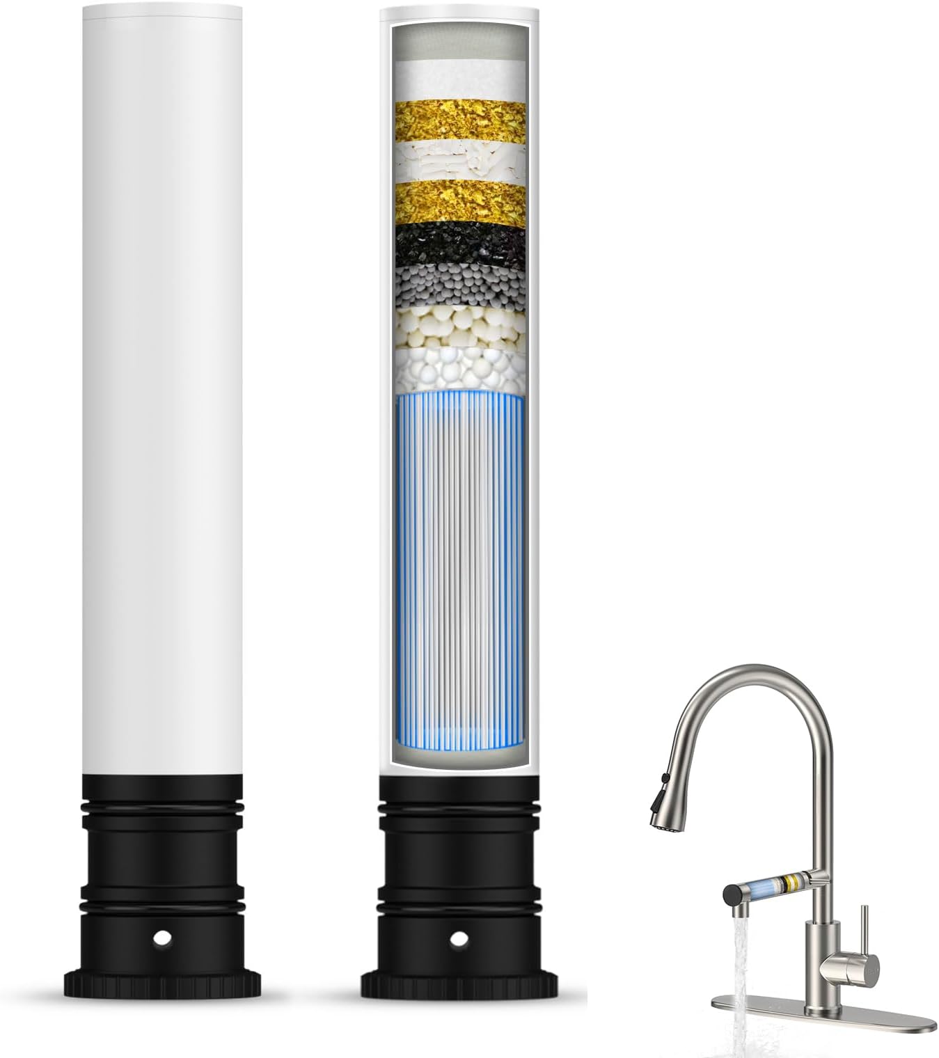 FEELSO Replacement Filters for Feelso Filtered Kitchen Faucet with Pull Down Sprayer (2 Pack) Filters Only