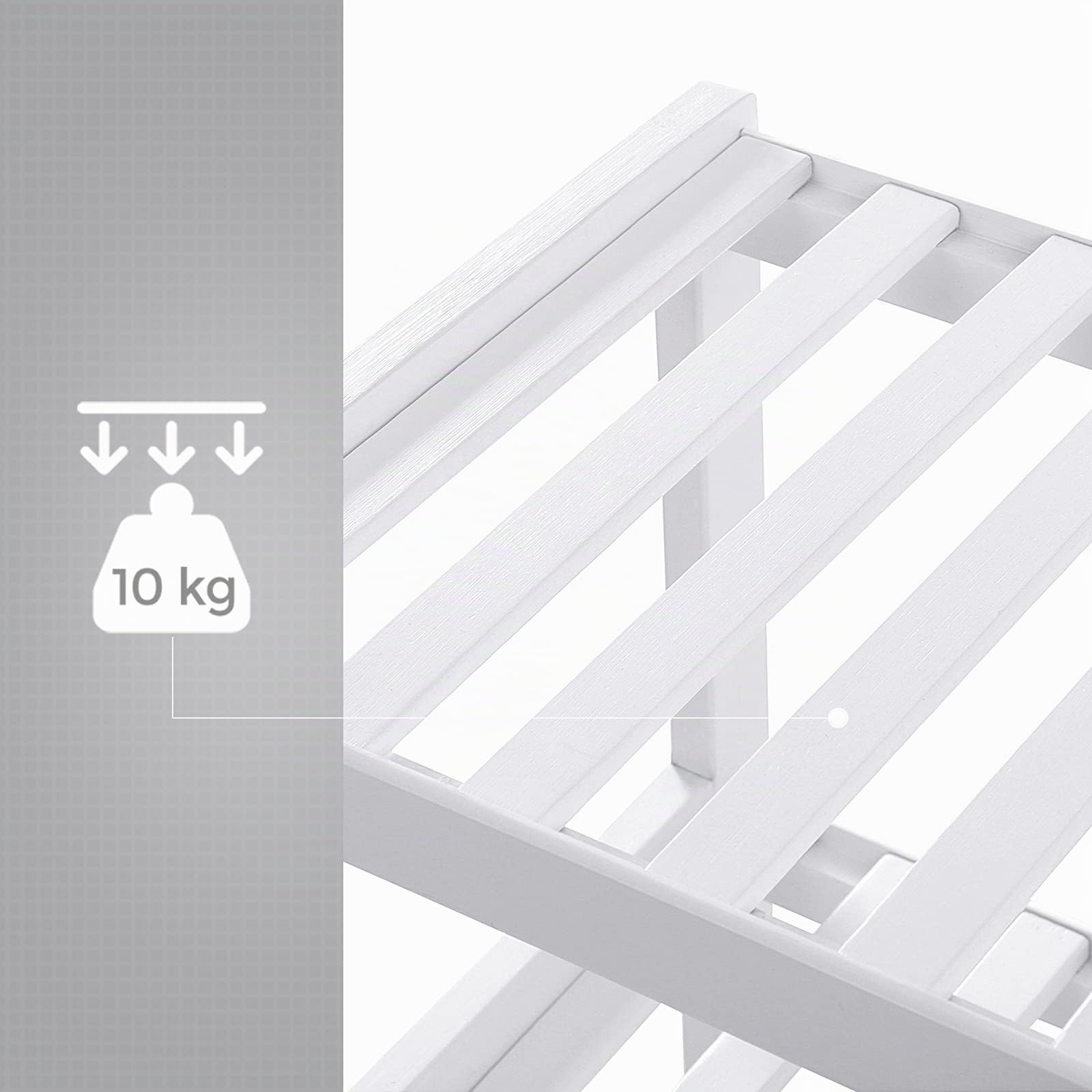 SONGMICS Zapatero de Entrada, 3 Niveles, Estante para Zapatos de Madera de Bambú, Delgado, para Salón Pasillo Dormitorio Baño, 26 x 70 x 55 cm, Blanco LBS13W