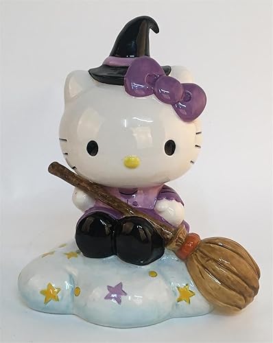 Blue Sky Clayworks Hello Kitty Flying Witch Figurine, 7-inches Height, Home Halloween Decorative Accessories, 23546