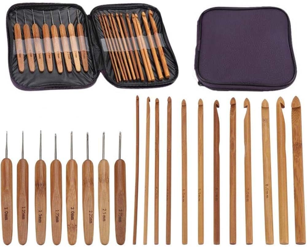 DIY Crafts 20-Piece Bamboo Crochet Hook Set, 1.0mm-10.0mm Sizes, with Storage Case Crochet Hooks 20 Different Sizes from 1.0mm to 10.0mm Handle Weave Sewing Tools Set Kit Crochet Needles for Crocheters (20)-image-38
