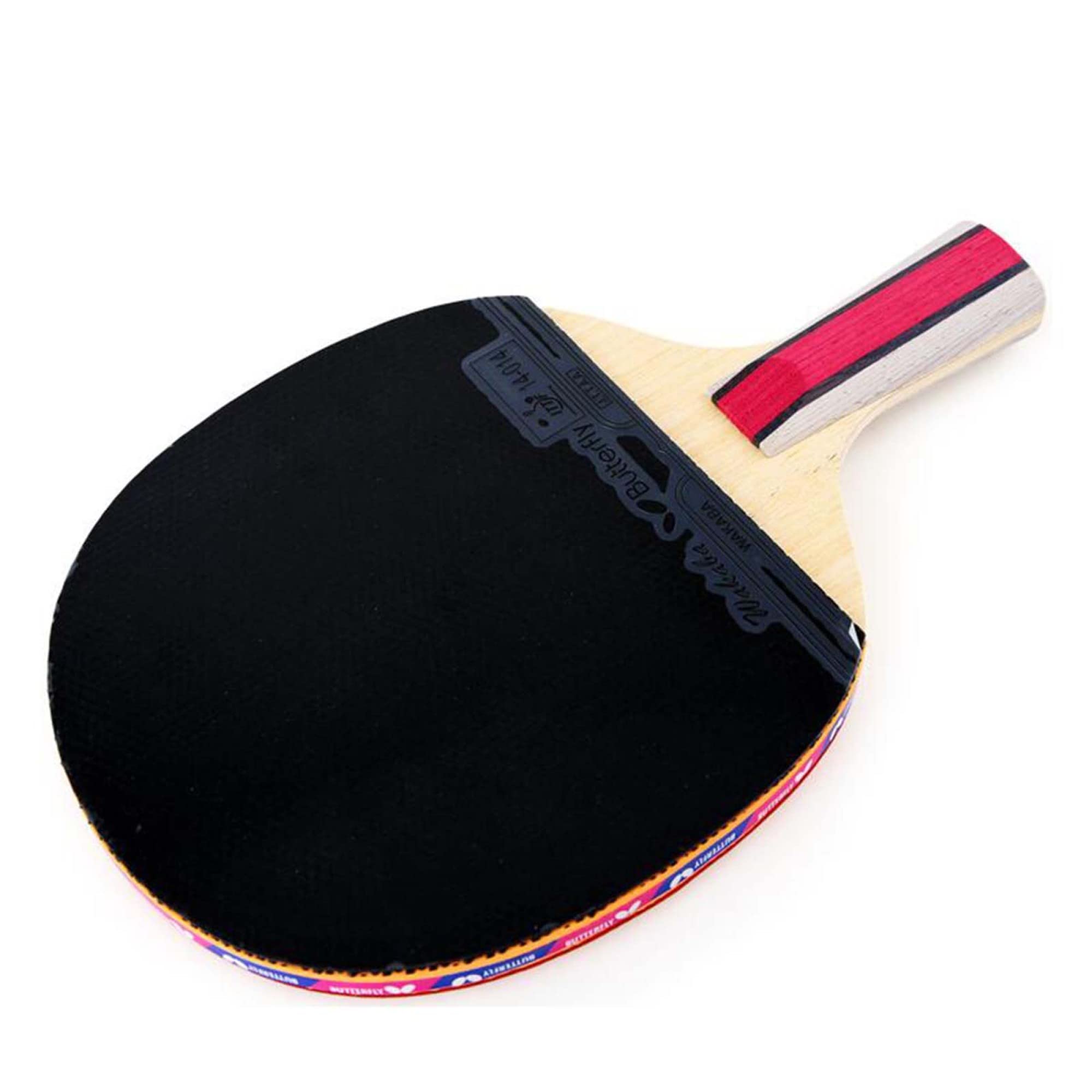 Mazza da ping pong, racchetta professionale, legno a 5 strati, con gomma approvata ITTF / 6 stelle/manico corto