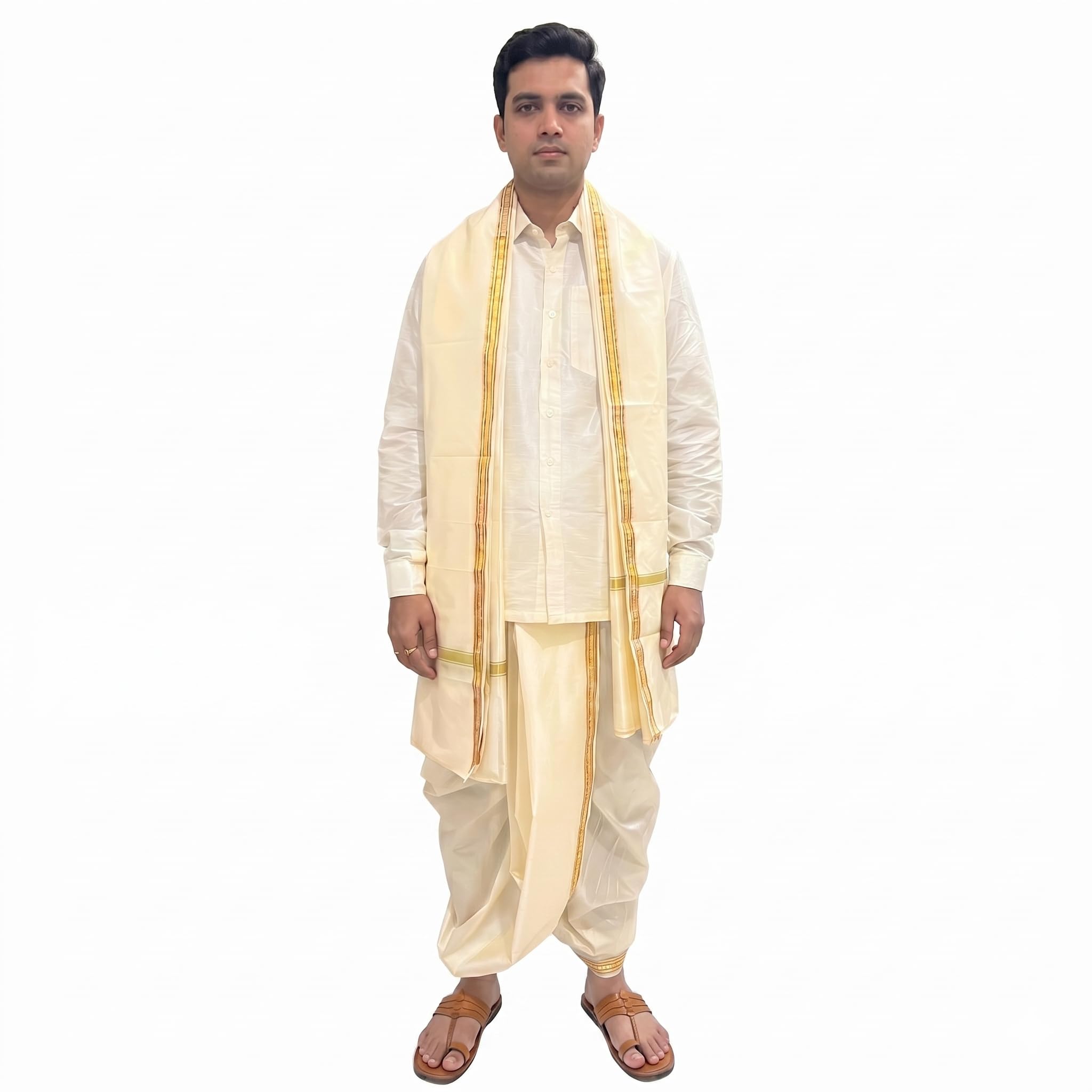 pure prayer South Indian Veshti Shirt Set for Men Cotton Silk | Readymade Ready to Wear Traditional Wedding Festival Ethnic Outfit | Tamil Kerala Style Mens Wear-picture-30