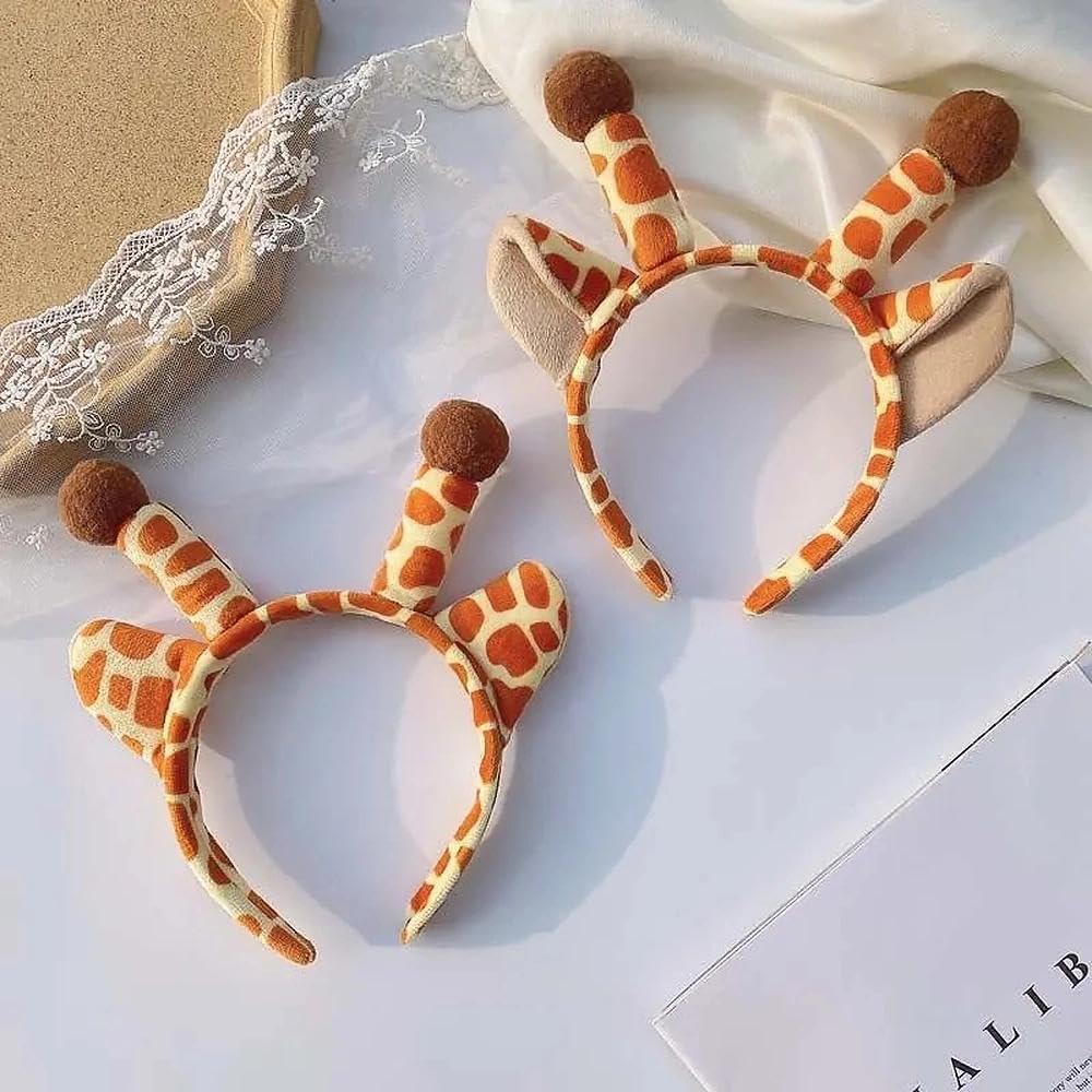 Animal Headbands Set - Plush Animal Ears and Horns Costume for Halloween Christmas Cosplay Party Outfit Accessories