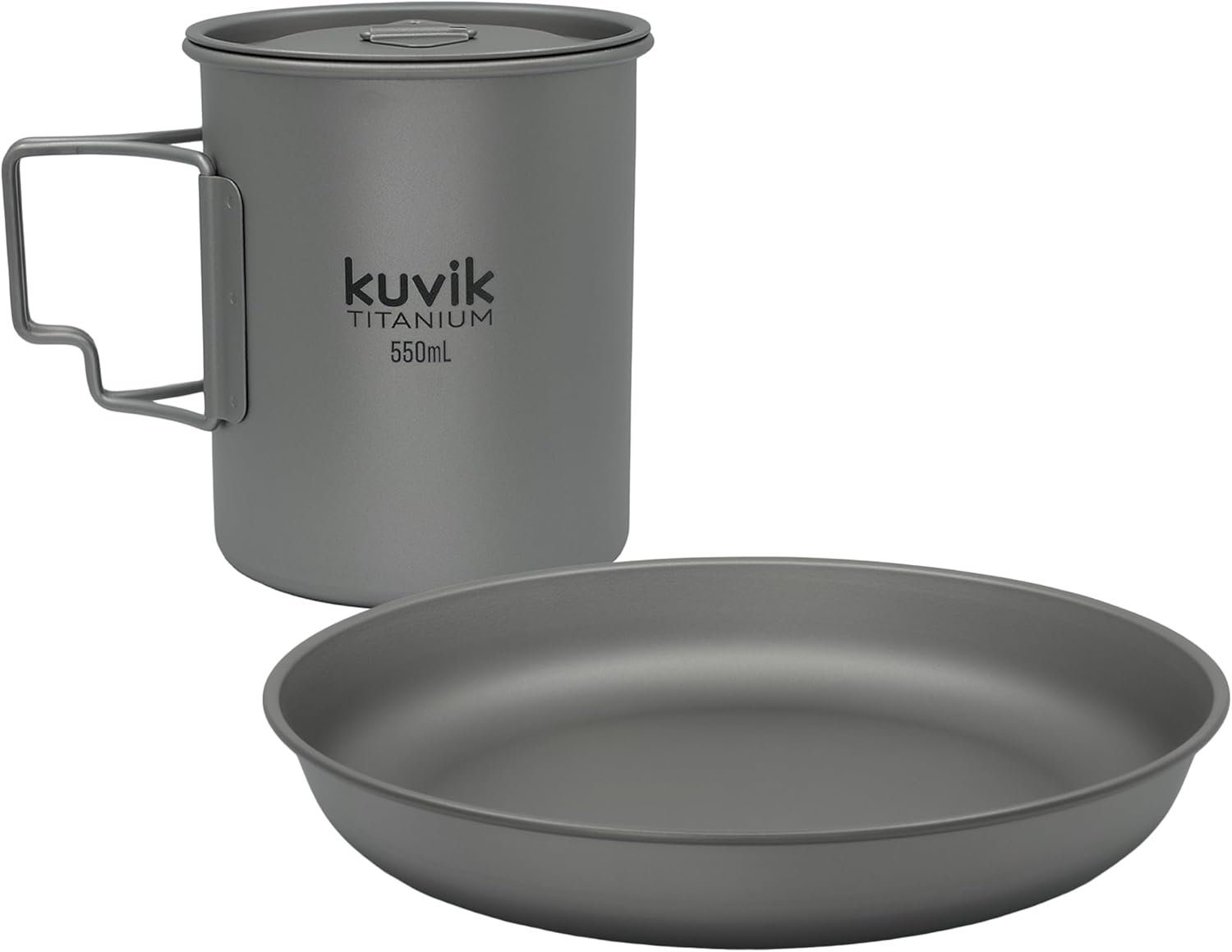 Kuvik 550ml (18.6 oz) Titanium Cup & Titanium 195mm (7.7") Plate Bundle