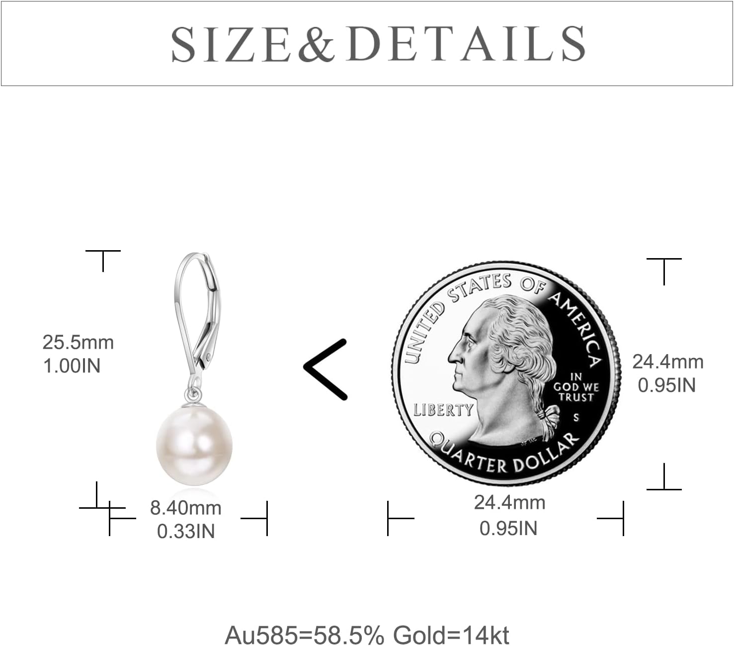 KECHO Real Gold Freshwater Pearl Drop Leverback Earrings for women Bridesmaid Gifts for Her - Image 4