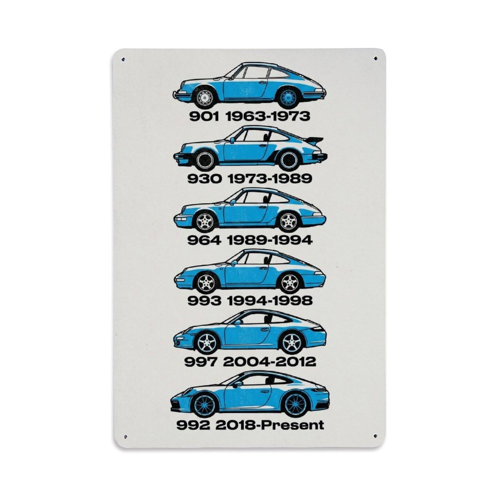 911 Turbo S 901 930 964 993 Racing Supercar Performance Metal Tin Sign Plaque Wall Decor for Cafe, Man Cave, Club Bar, Office, Home Garden Round Metal Poster 8x12Inch