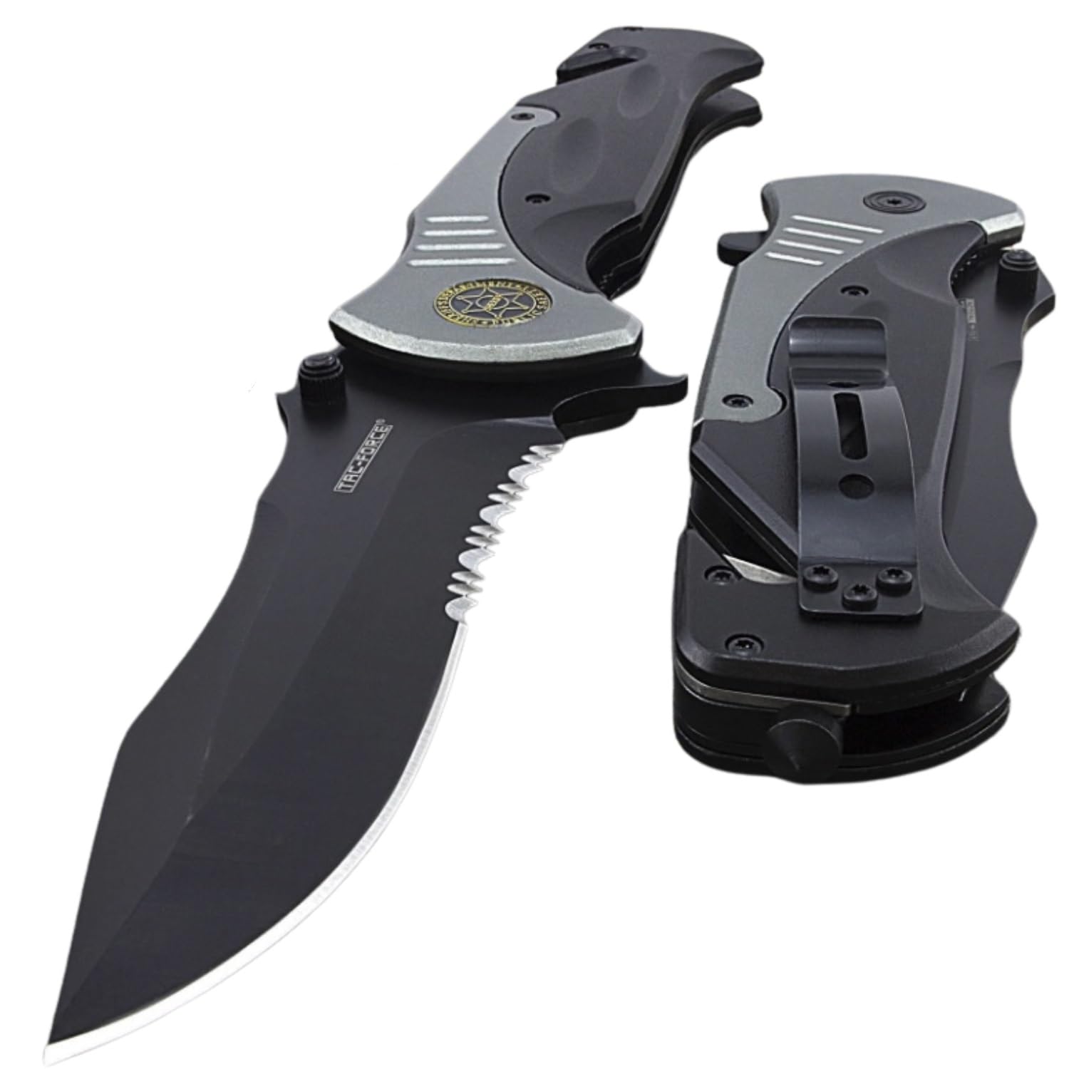 Tac-Force Extra Large Grey 10.5" Every Day Carry Hunting, Outdoor Rescue Style Folding Pocket Knife