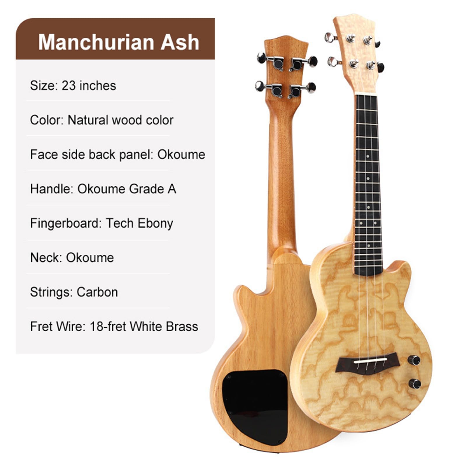 Keenso Ukulele Elettrico, Ukulele Elettrico Bluetooth da 23 Pollici con Struttura in Ebano in Fibra di Carbonio Okoume, Ricaricabile 600mAh, Ricarica 2H, con Custodia per Adulti e Amanti della Musica