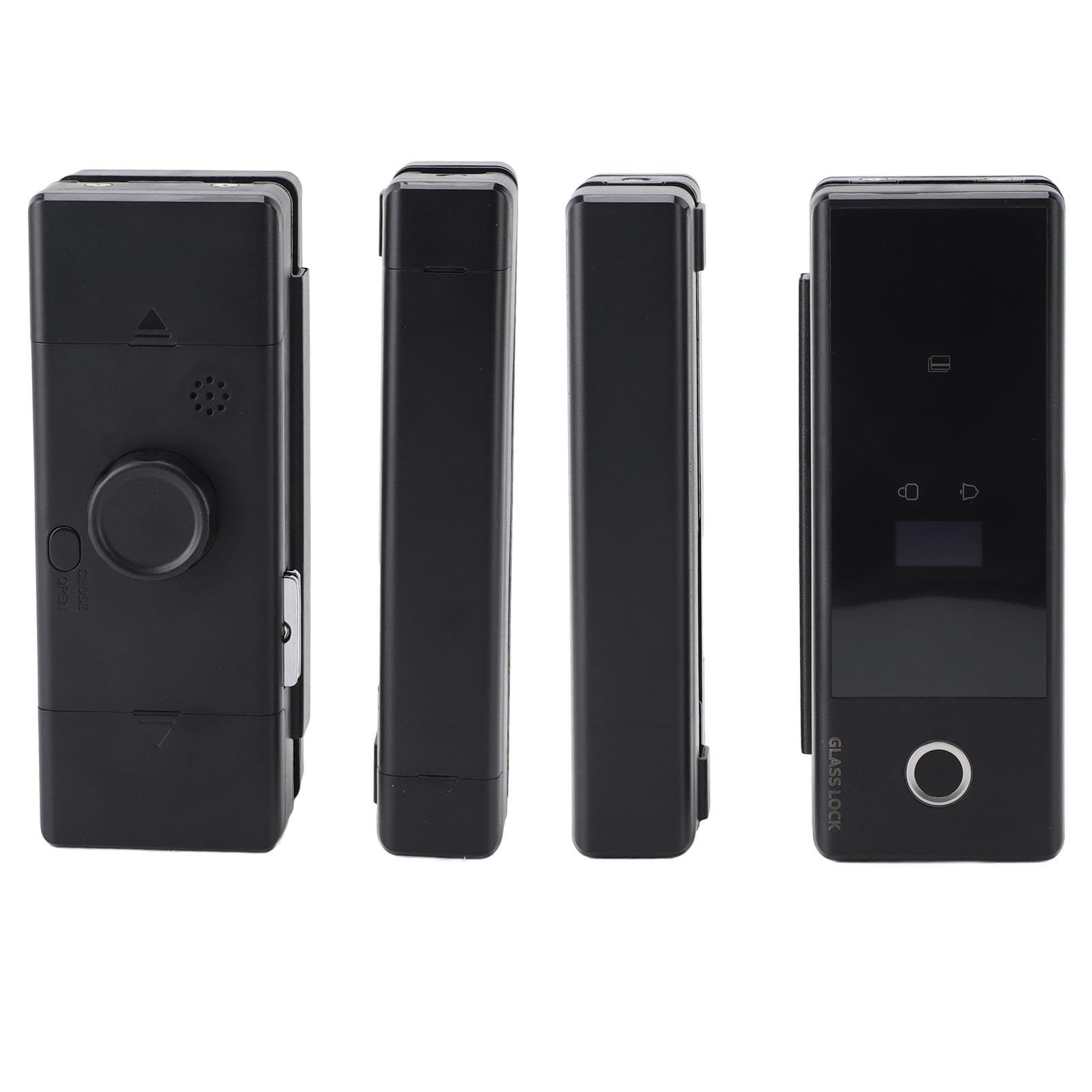 Cerradura Inteligente para Puerta de Vidrio, 5 en 1 Desbloqueo Remoto con Llave de Tarjeta de Contraseña de Huella Dactilar, con Timbre de Alarma de Contraseña Virtual Tipo C Carga de