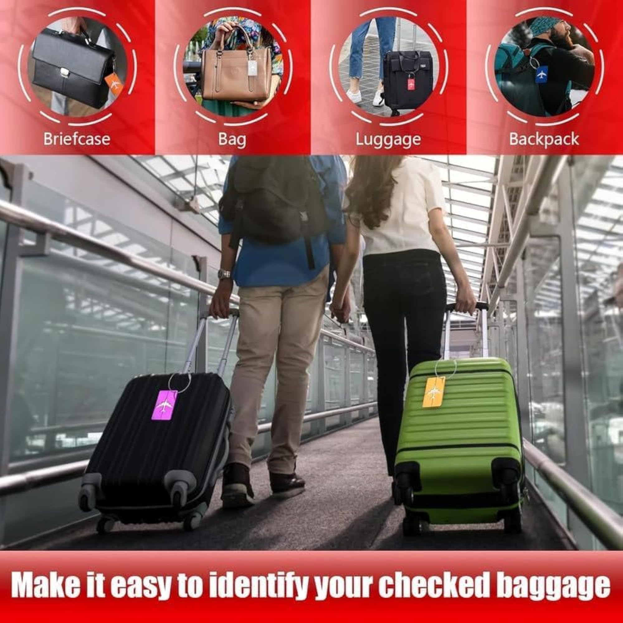 Pack of 2 Silicon Luggage Tags with Steel Loop