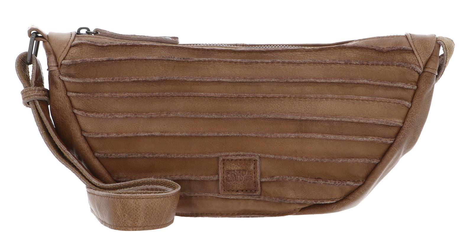 Sac FREDsBRUDER Riffel Halfmoon caramel en cuir plissé haut de gamme