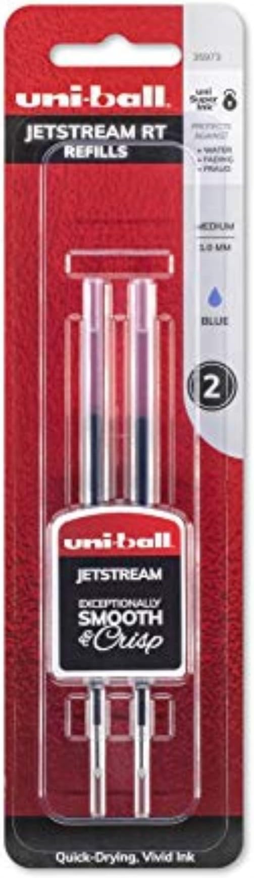 uniball Jetstream RT Ballpoint Pen Refills, Medium Point (1.0mm), Blue, 2 Pack