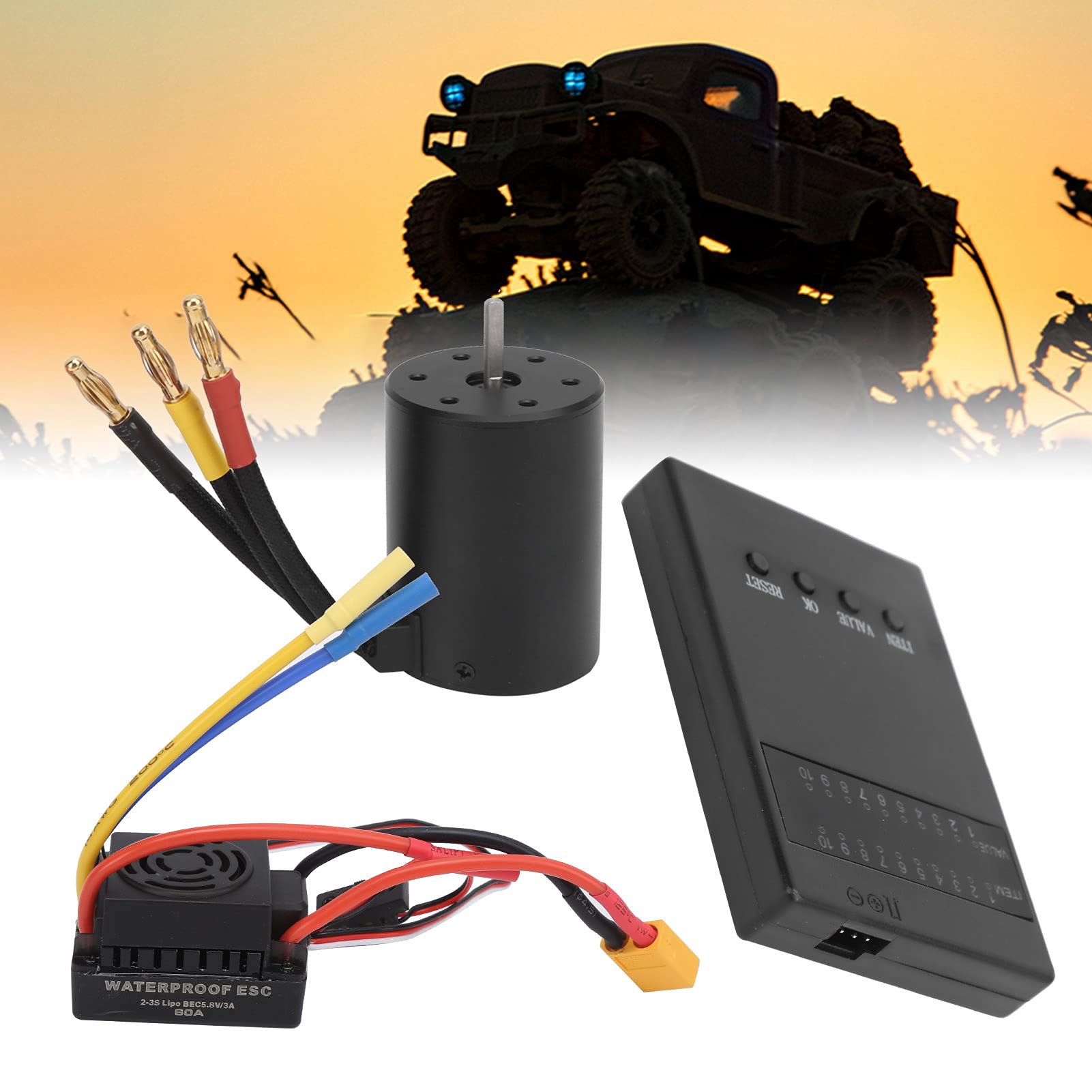 Generic Trwały Silnik Bezszczotkowy 3650 3600 KV i Karta Programatora ESC do Części Samochodowych 1/8 1/10 RC